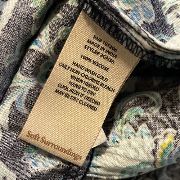 Soft Surroundings Lily Midi Dress SZ XL Lisbon Floral Blue Boho Bell Sleeve - Picture 11 of 11